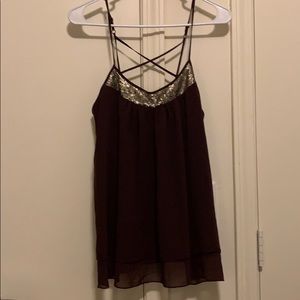 Mossimo Maroon Top with gold accents